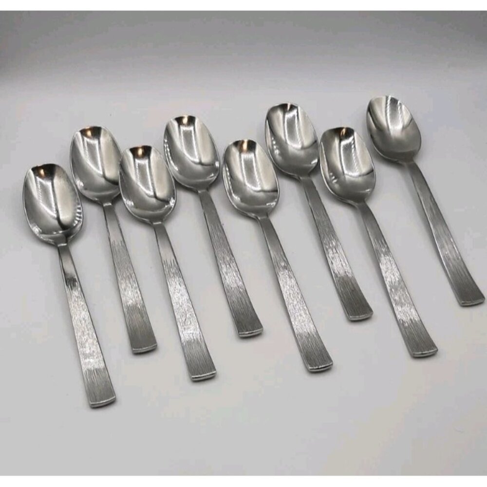 Gourmet Settings Wheat Glossy 18/10 Oval Soup Spoons Set of 8 Discontinued